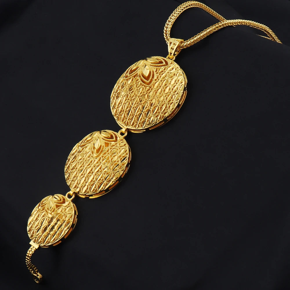 Luxury Indian Gold Color Jewellery Set Fashion Earrings Necklace Set Gift For Women Dubai Arabic Gifts For Wedding Bridal Party